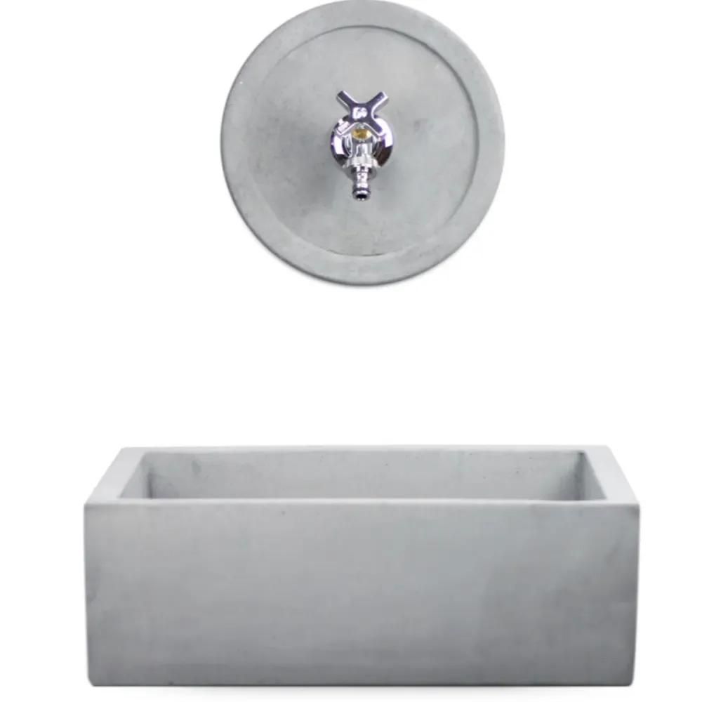 Lavello da esterno con rosone cemento grigio cm 45x35 cm modello R-Desy