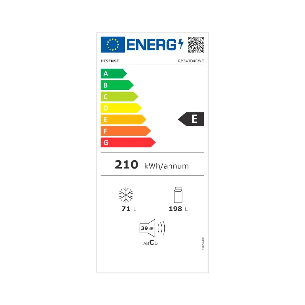 Frigorífico combi Hisense RB343D4CWE cíclico 269L E blanco 180 cm