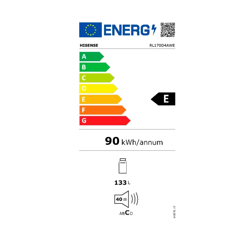 Frigorífico 1 puerta Hisense RL170D4AWE Defrost 133L E blanco 84,5 cm