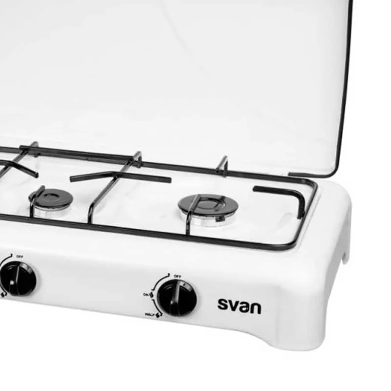 Hornillo de gas Svan HS300 3 fuegos 4,61kW control mecánico blanco 13x60x33 cm