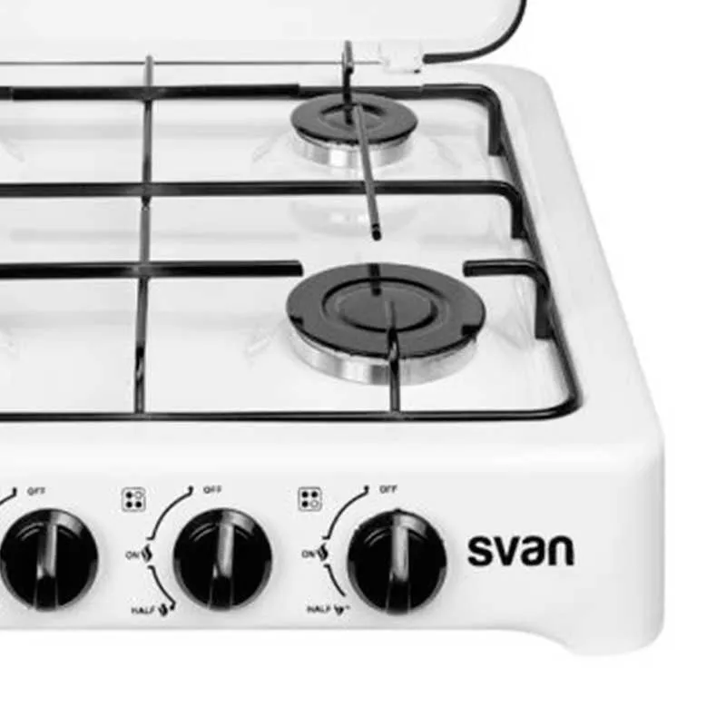 Hornillo de gas Svan HS400 4 fuegos 6,28kW control mecánico blanco 13x50x50 cm