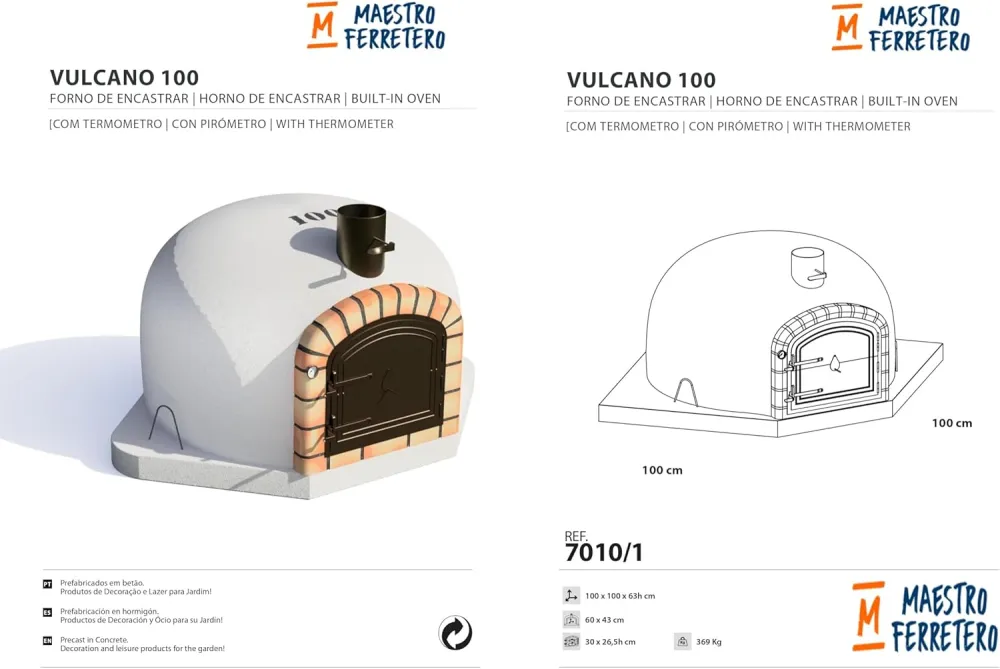 Horno de leñ exterior de obra vulcano esquina blanco-100x100x73-sin aislar
