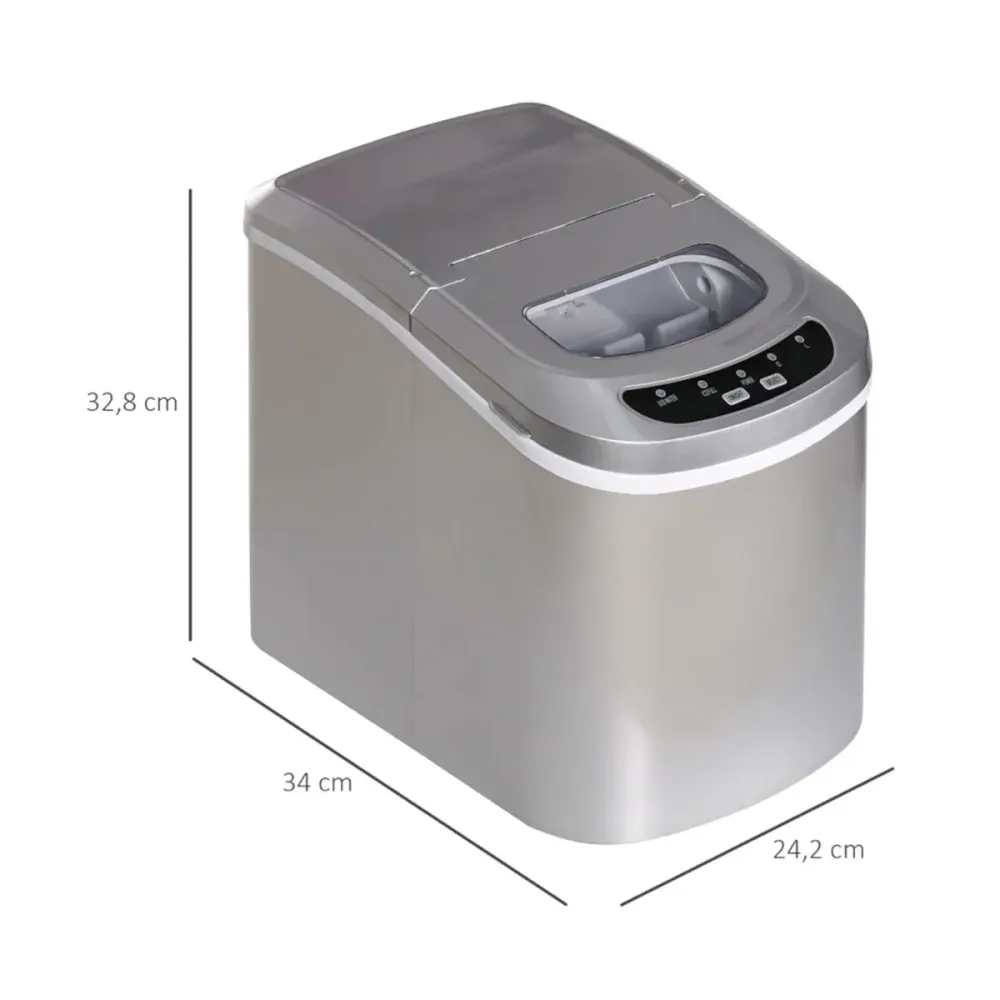 Máquina de hielo Nuuk Homcom para encimera 12kg cubitos/dí 130W depósito agua 2,2L