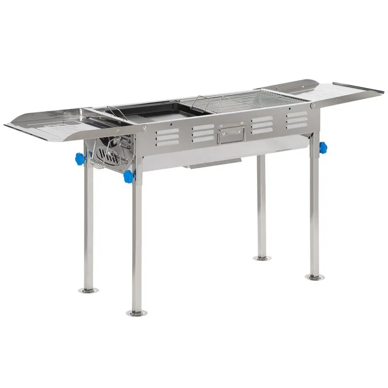 Barbacoa de carbón Outsunny inox 60-70x120x31 cm | Rápido Encendido |