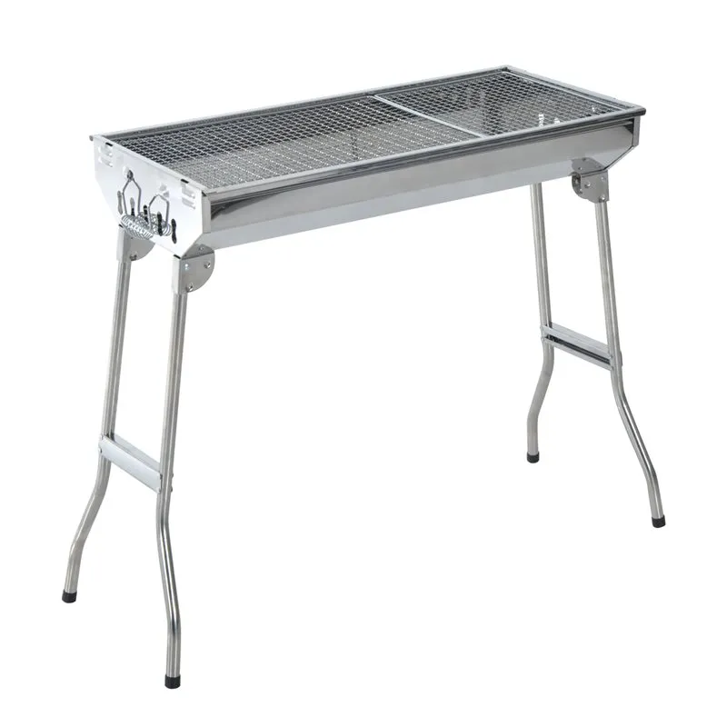 Barbacoa de carbón Outsunny plegable plata 71x73x33 cm con Encendedor de Chispa