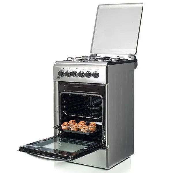 Cocina 4 fuegos Universal Azul gas butano UFGEIN60-18 con horno eléctrico inox