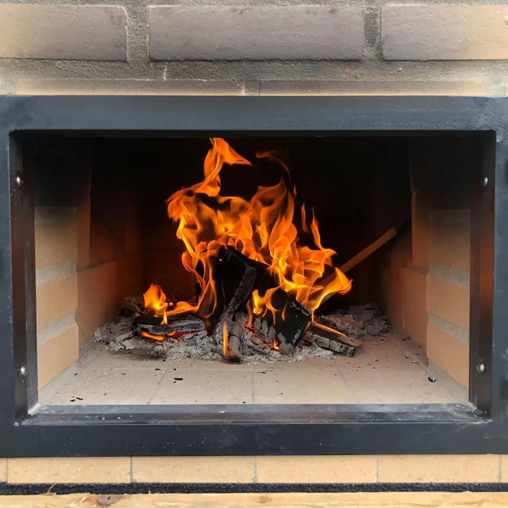 Horno de leñ exterior de obra modelo caldera bandama negro - 110x110x201cm Recargable y Reutilizable