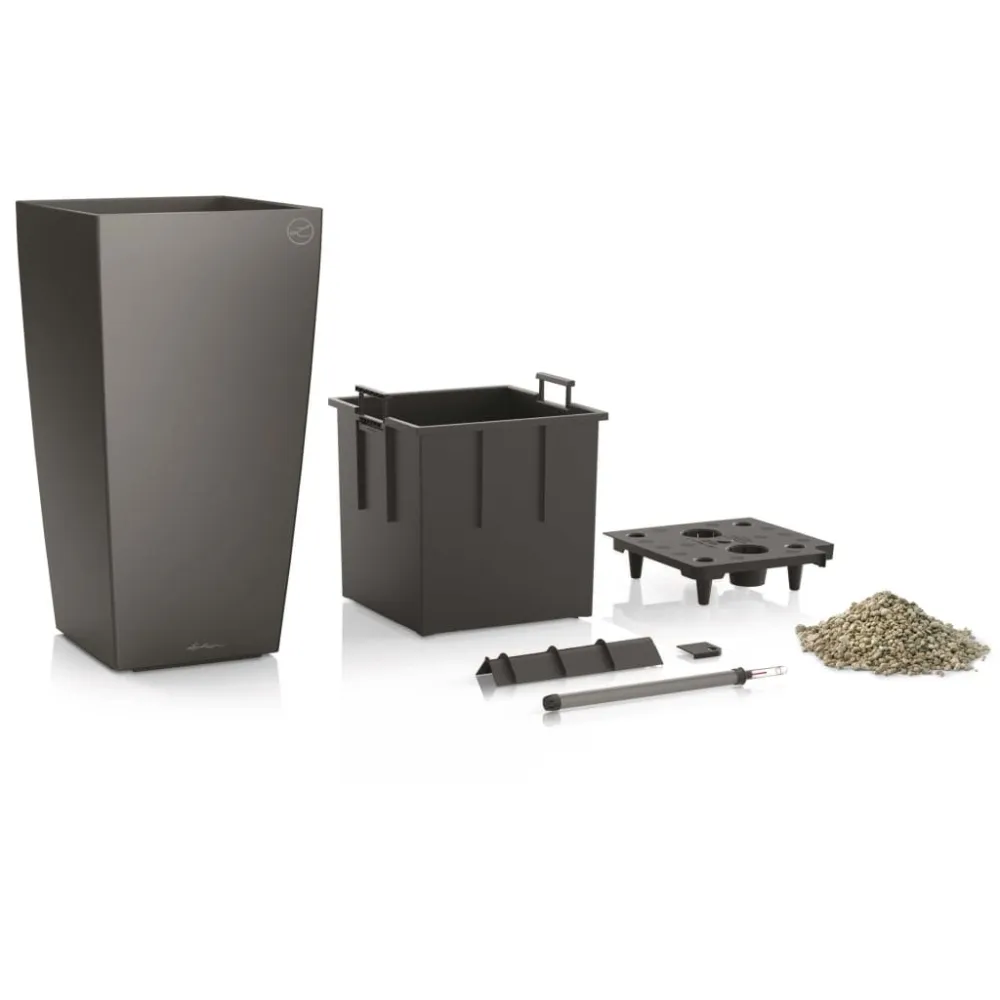 Lechuza macetero cubico 40 conjunto integral color carbón