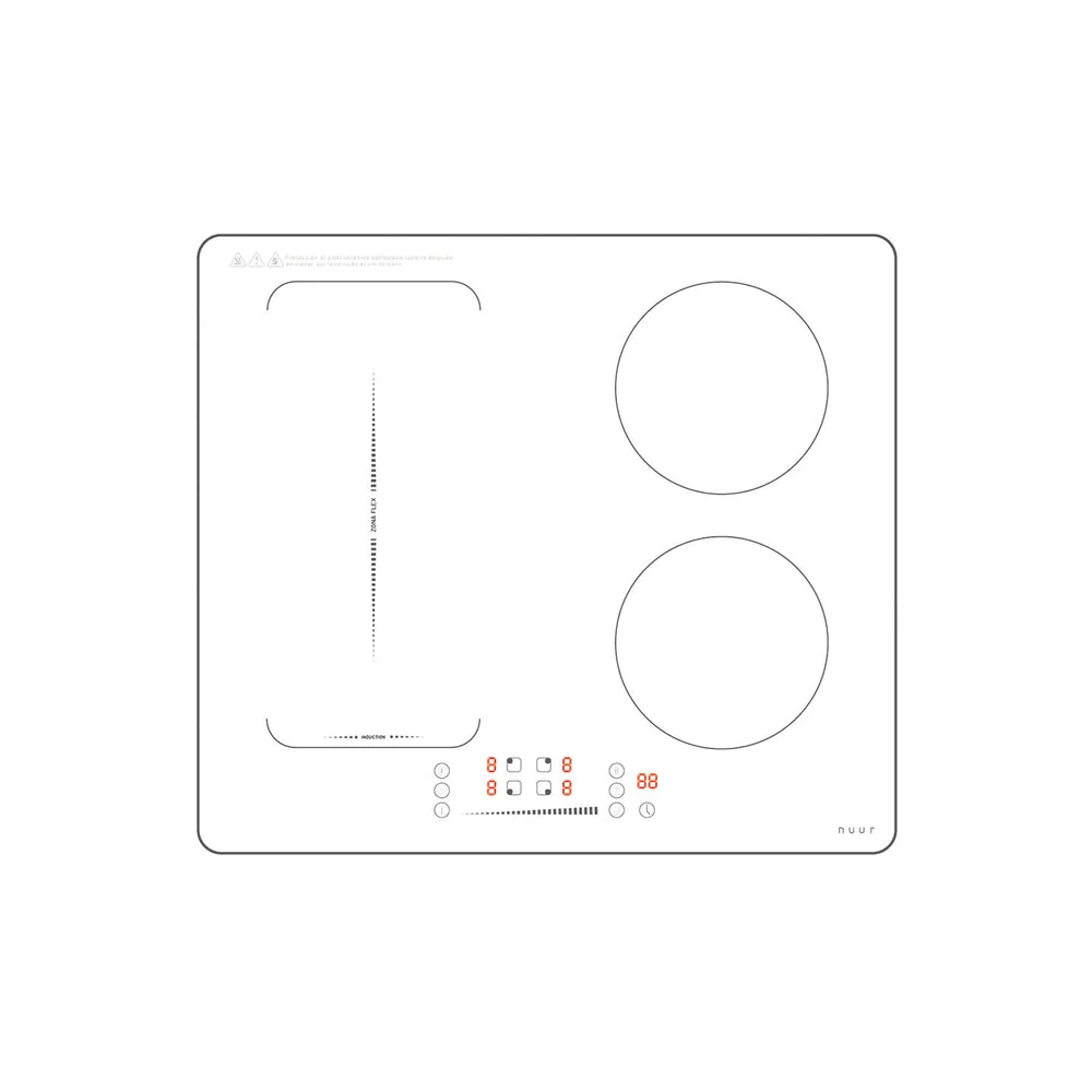 Accesorio de Repuesto PARRILLA DE INDUCCIÓN COLOR BLANCO 4 QUEMADORES 7,400W - 220V - BOOSTER - ZONA FLEX MODELO:PARIN4-BB