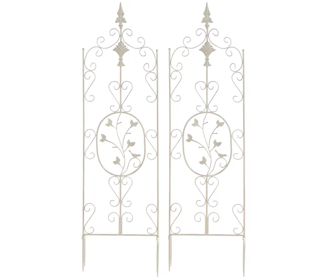 Set de 2 soportes para enredaderas Burgus Metálico Crema antiguo 1X35X122 cm