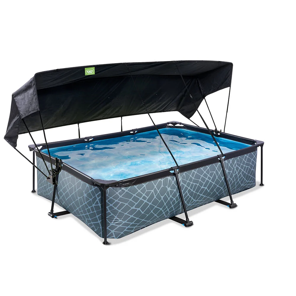 Bomba para Estanque Piscina EXIT Stone 220x150x65 com bomba de filtro e toldo - cinza