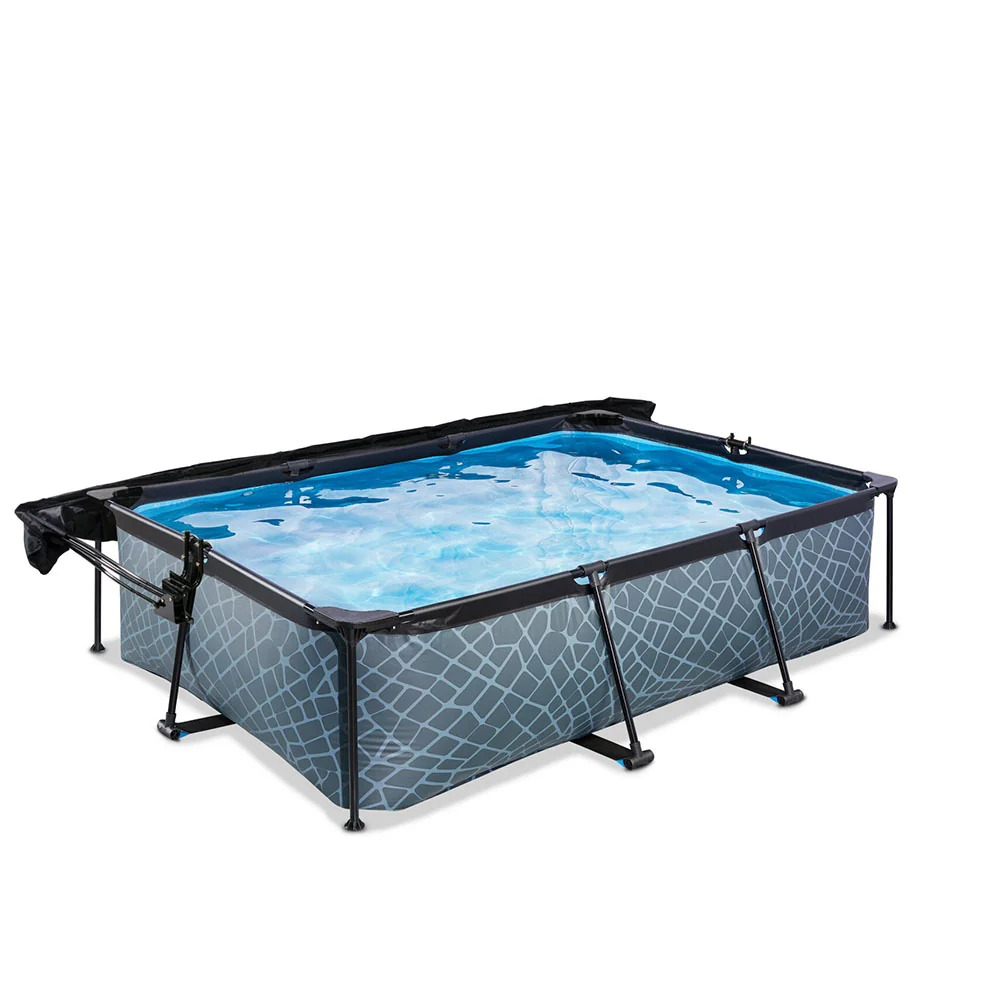 Bomba para Estanque Piscina EXIT Stone 220x150x65 com bomba de filtro e toldo - cinza