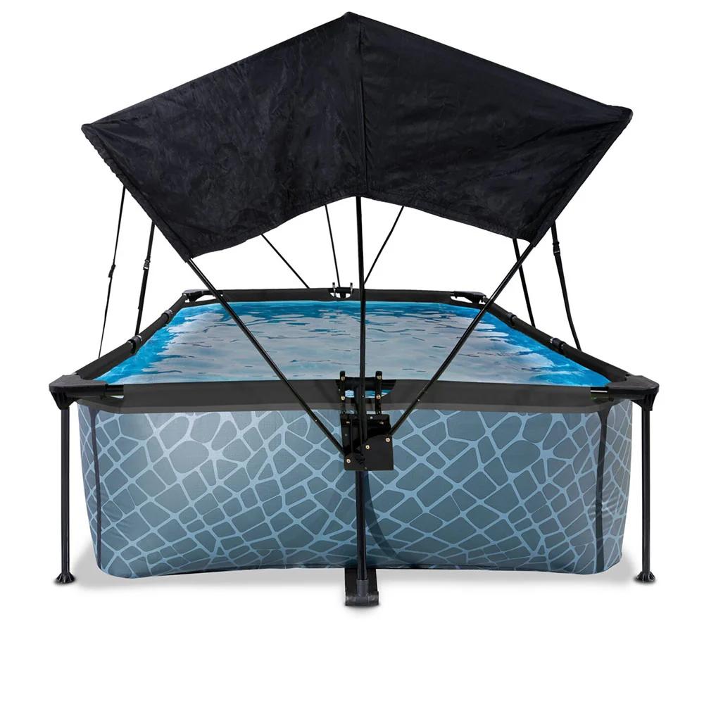 Bomba para Estanque Piscina EXIT Stone 220x150x65 com bomba de filtro e toldo - cinza