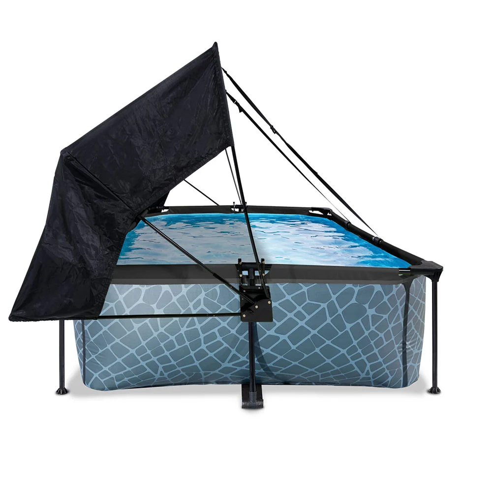 Bomba para Estanque Piscina EXIT Stone 220x150x65 com bomba de filtro e toldo - cinza