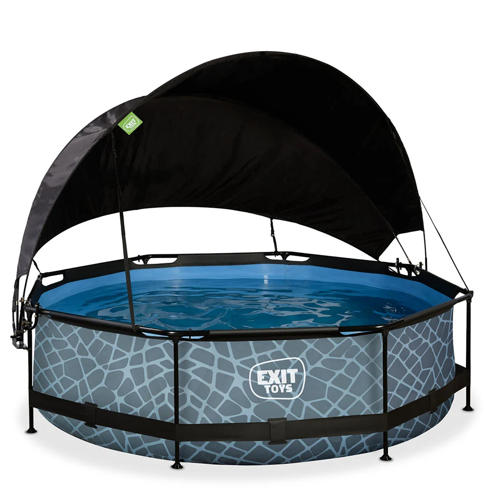 Piscina EXIT Stone 300x76 com bomba de filtro e toldo - cinza con 2 ños de Garantí