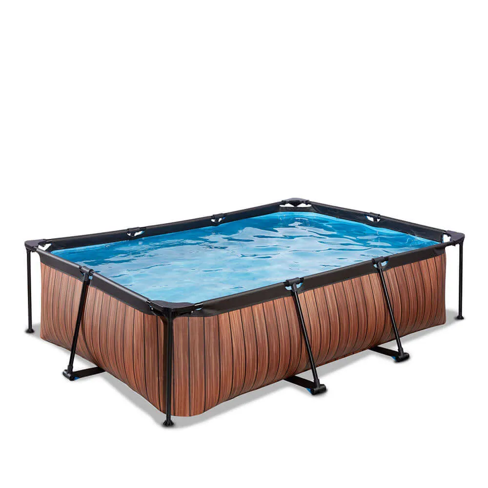 Piscina Exit Wood 220x150x65 com bomba de filtro - Castanho para 5000 Litros