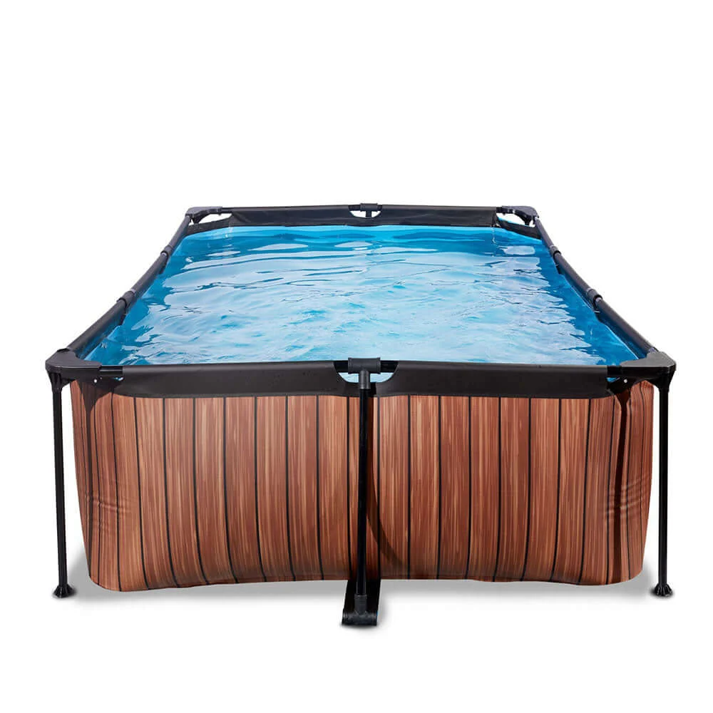 Piscina Exit Wood 220x150x65 com bomba de filtro - Castanho para 5000 Litros