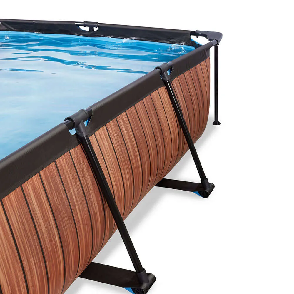 Piscina Exit Wood 220x150x65 com bomba de filtro - Castanho para 5000 Litros