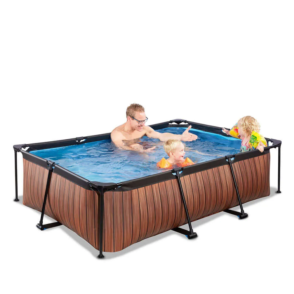 Piscina Exit Wood 220x150x65 com bomba de filtro - Castanho para 5000 Litros