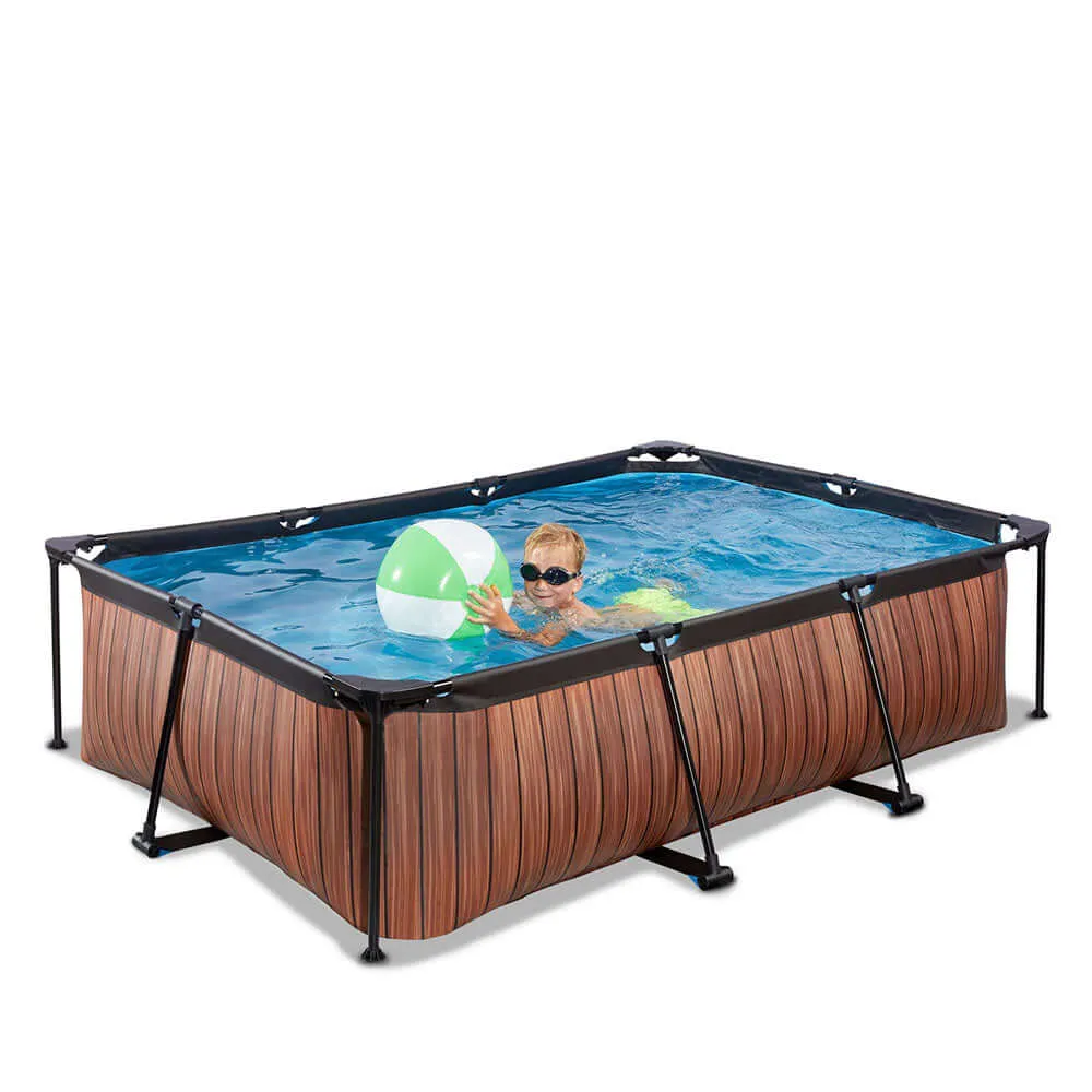 Piscina Exit Wood 220x150x65 com bomba de filtro - Castanho para 5000 Litros