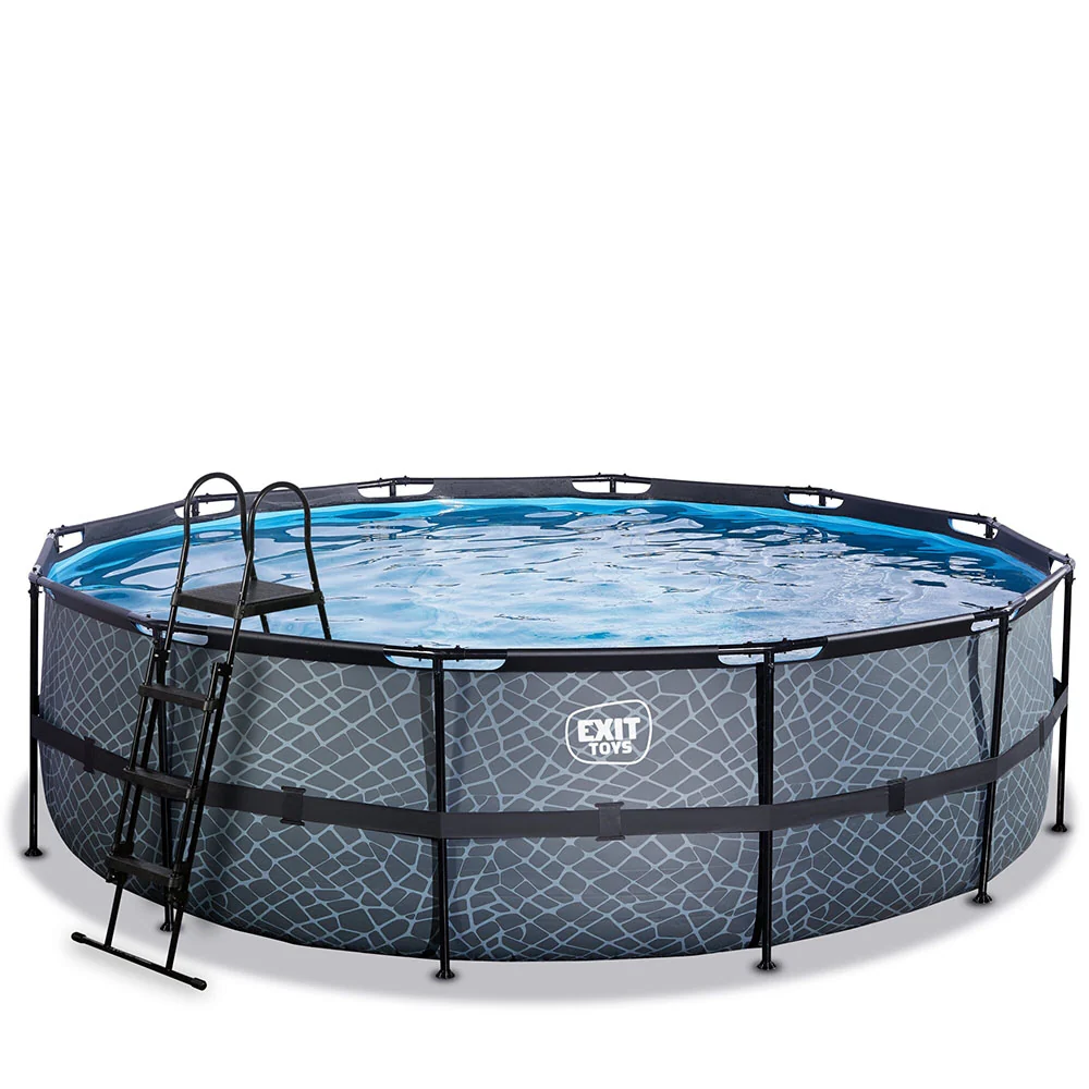 Premium para Estanque Piscina EXIT Stone 488x122 com filtro de areia e escada - cinza
