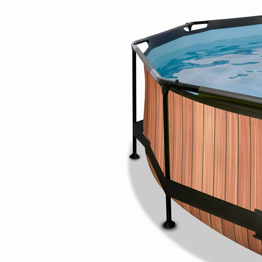 Premium para Estanque Piscina EXIT Wood 366x76 com bomba de filtro e cúpula - Castanho