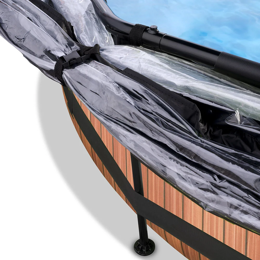 Premium para Estanque Piscina EXIT Wood 366x76 com bomba de filtro e cúpula - Castanho