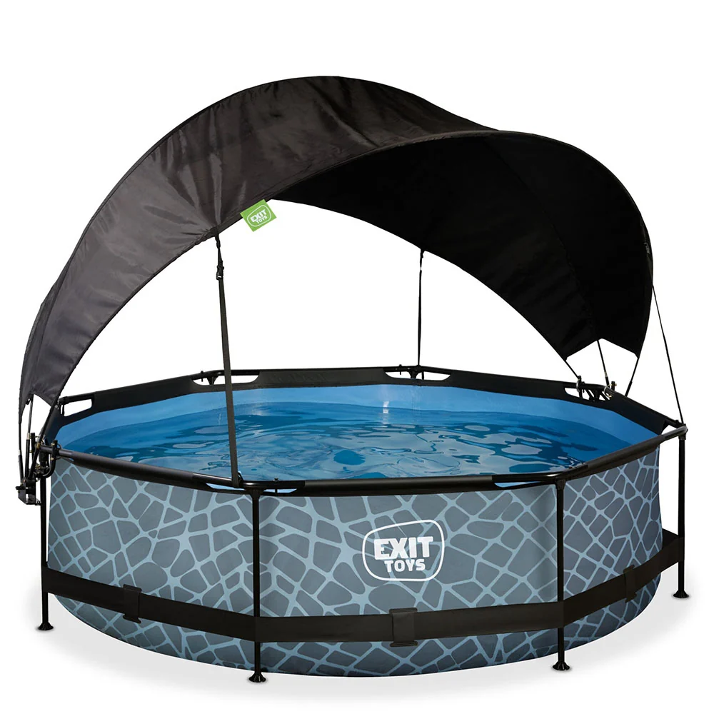 Profesional Impermeable Piscina EXIT Stone 300x76 con bomba de filtro y toldo - gris