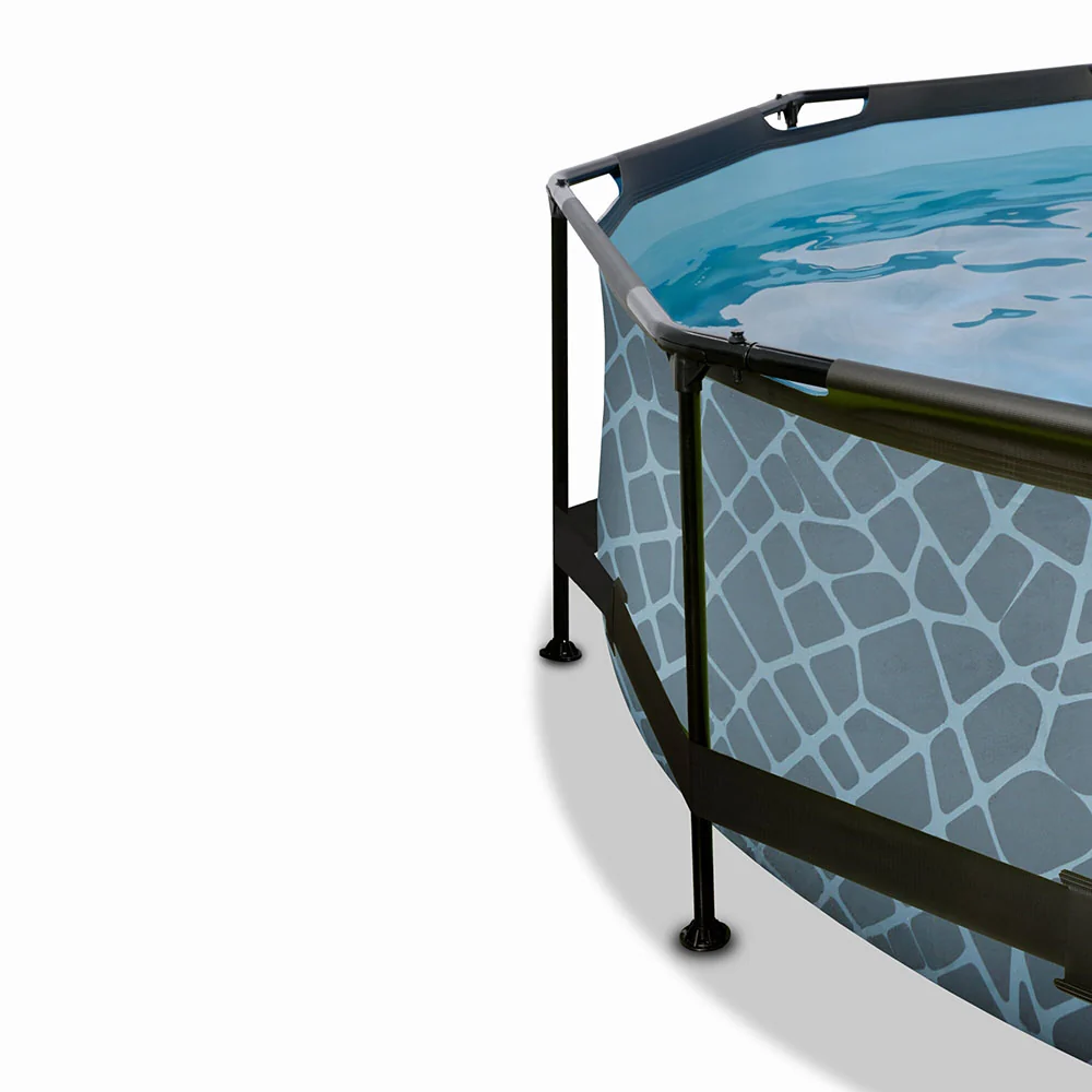 Profesional Impermeable Piscina EXIT Stone 300x76 con bomba de filtro y toldo - gris