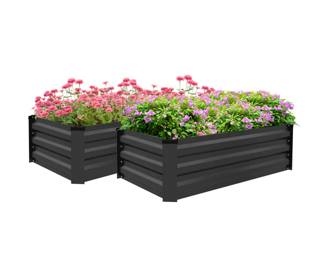 Outsunny Juego de 2 Jardineras de Exterior de Acero Huerto Urbano Rectangular para Cultivos Plantas Flores para Patio Jard...