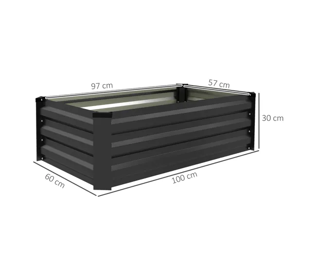 Outsunny Juego de 2 Jardineras de Exterior de Acero Huerto Urbano Rectangular para Cultivos Plantas Flores para Patio Jard...