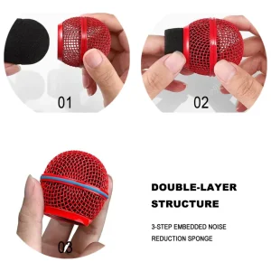 Cabezal De Micrófono De Acero De Repuesto Para Shure Sm58 Color Rojo