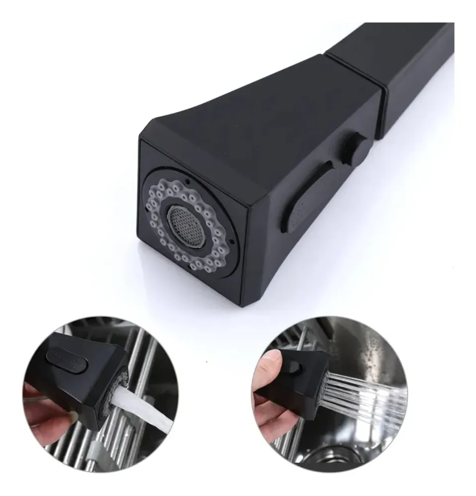 Cabezal Rociador para Grifo de Cocina Matera Negro Mate
