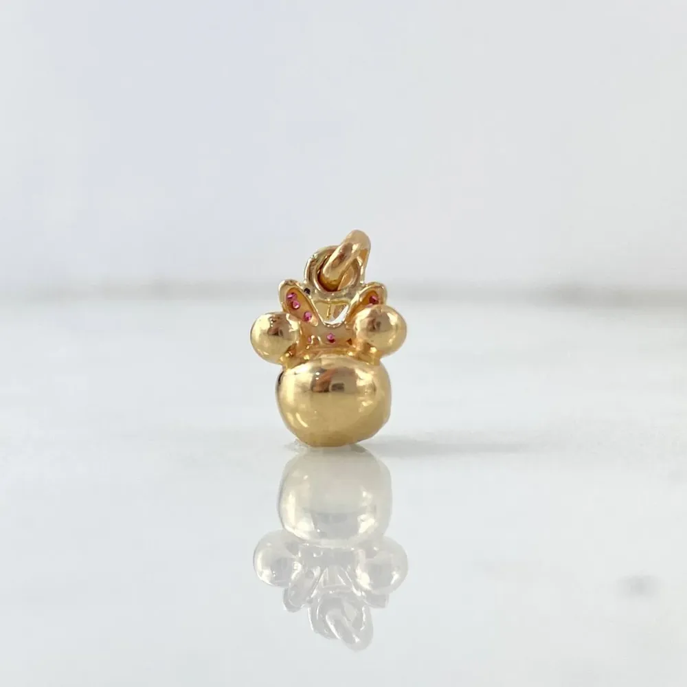 Dije Cabeza Raton 2.05gr / 1.8cm / Circones Fucsias-Negros Oro Amarillo