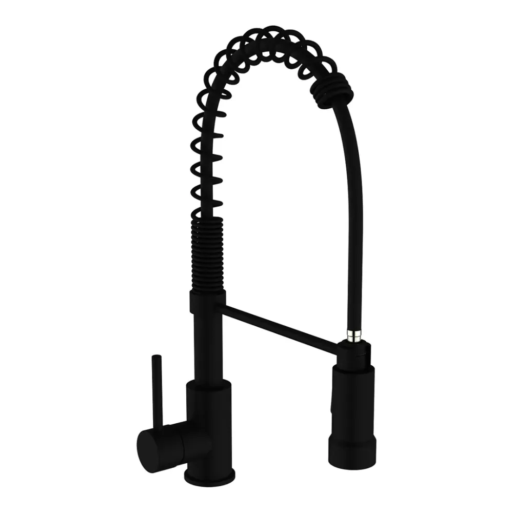 GRIFO FREGADOR CON ROCIADOR NEGRO MATE