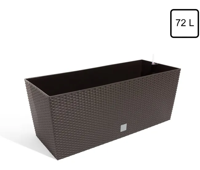 Jardinera Rato 72 litros con riego en color chocolate 80 x 33 x 32 cm