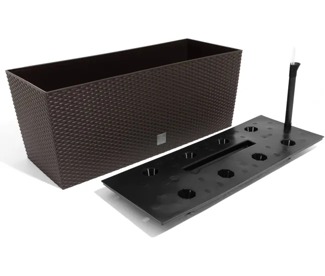 Jardinera Rato 72 litros con riego en color chocolate 80 x 33 x 32 cm
