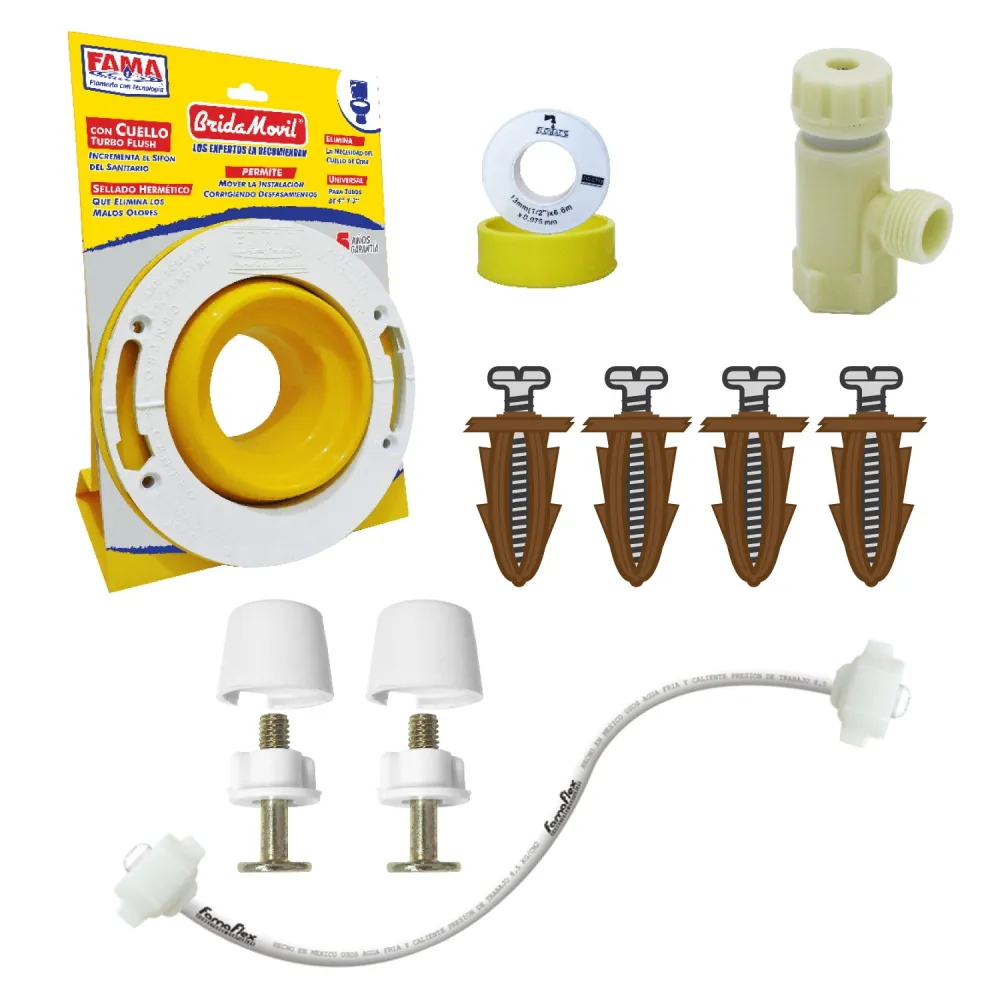 Kit De Instalacion Para W.C. Con Brida Movil, FF Polimax, Valvula de Control (3162)