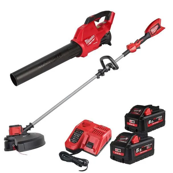 Kit Soplador + Cortabordes + 2bat + Cargador veloz Milwaukee M18 FPP2OP3-852