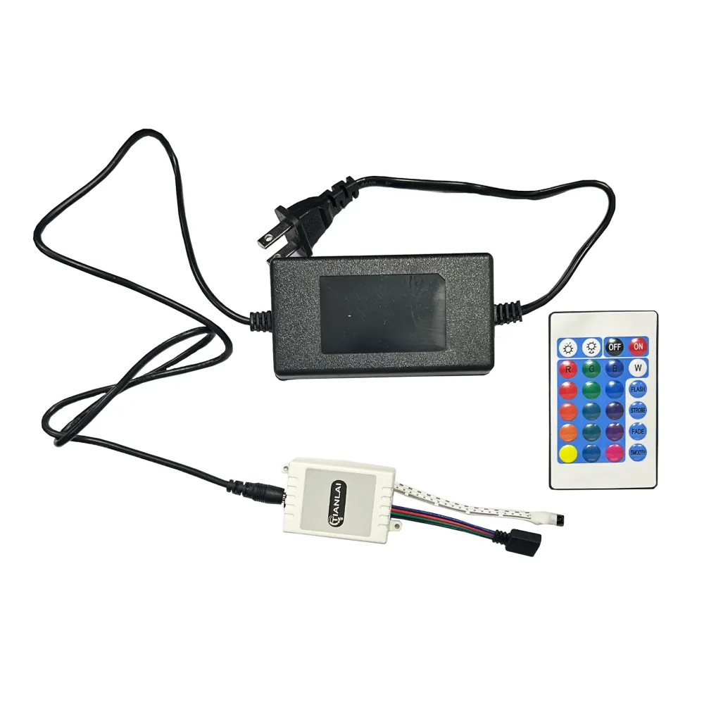 TIRA DE LEDS RGB 5m, 12v, IP65, PRESENTA ELIMINADOR Y CONTROL REMOTO, 60 LEDS TIANLAI T5050RGB08