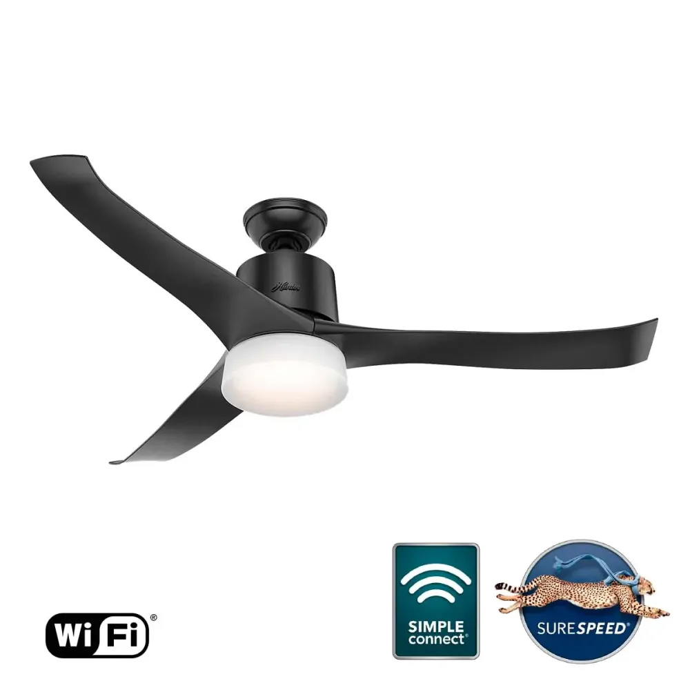 Profesional Certificado Ventilador de techo symphony negro mate con wifi de 54'' Hunter