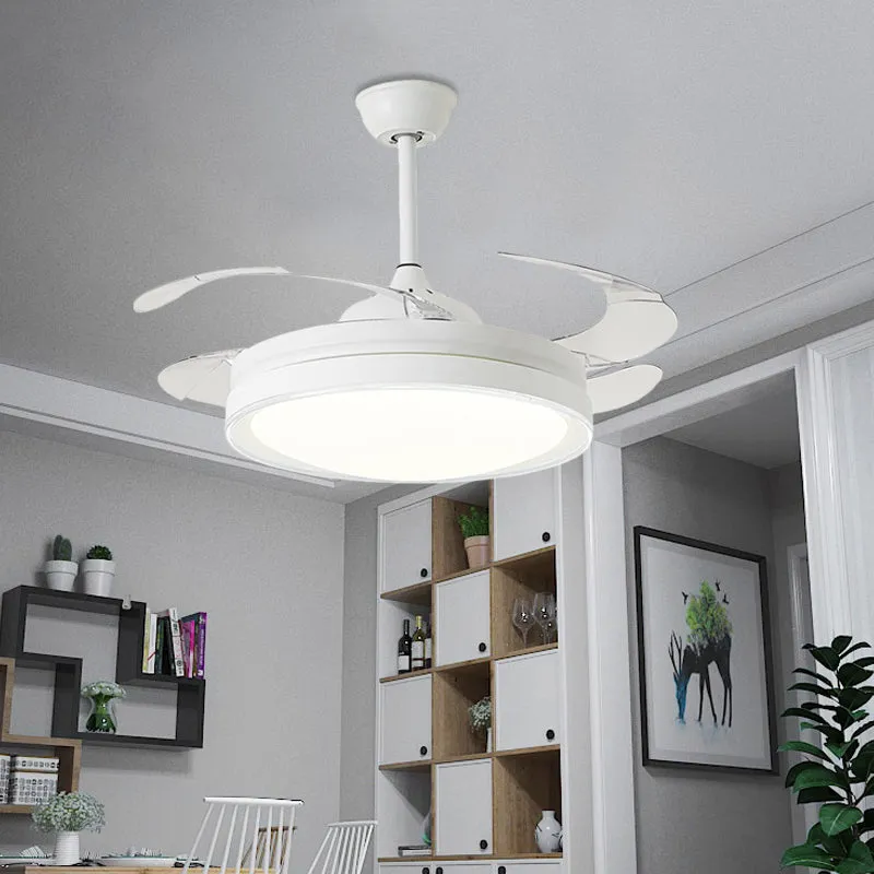 Profesional Certificado Ventilatore sospensione cerchio bianco da 42" W, minimalista, illuminazione LED per sala da pranzo...