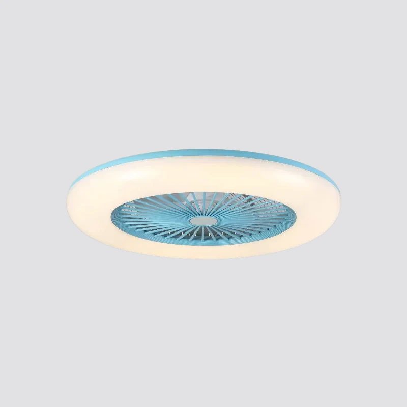 Ventilatore sospensione contemporáneo LED acrilico con montaggio semi-incasso 5 pale per camera da letto rotonda, larghezz...
