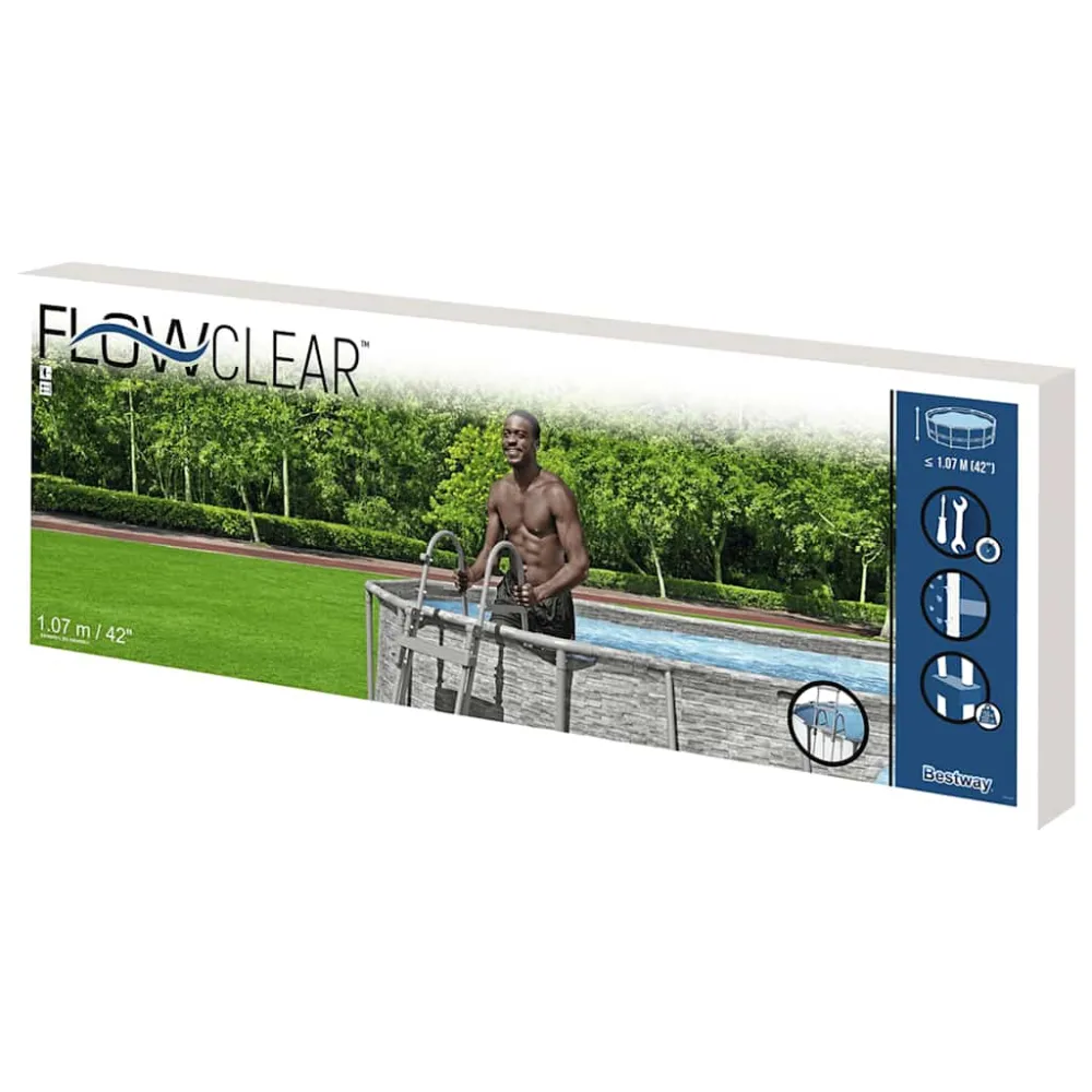 Escalera para piscina elevada Flowclear Bestway 4 escalones gris 107 cm