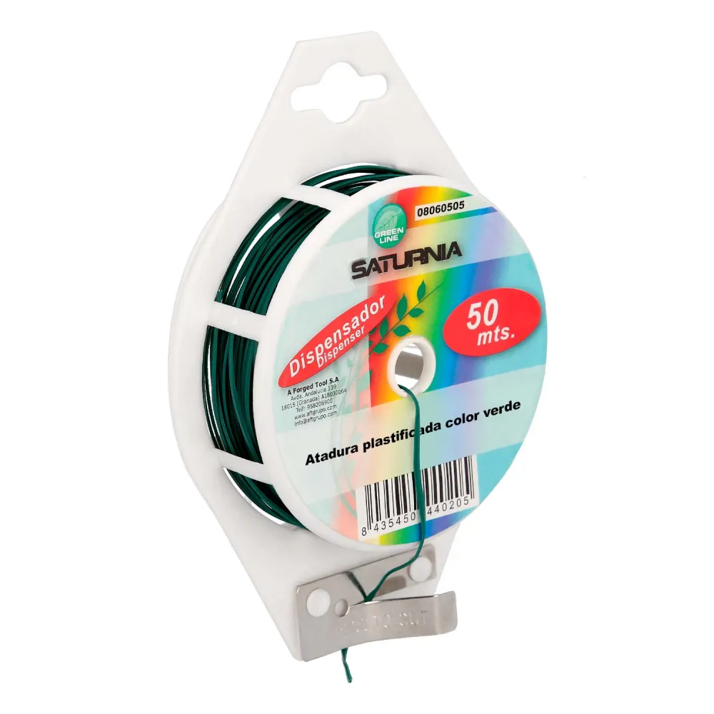 Atadura Plastificada Con Dispensador De 50 Metros. Óptimo Para Entutorar, Jardin, Bonsais, Macetas, etc. Flexible y Durade...