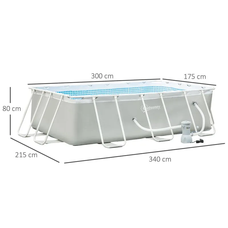 Cloro en Tabletas Piscina rectangular Outsunny con depuradora 4200L gris 80x340x215 cm