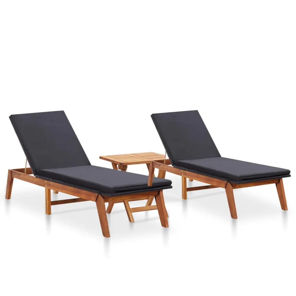 Limpiador de Lineas vidaXL tumbonas con mesa 2 uds ratán sintético y madera maciza acacia