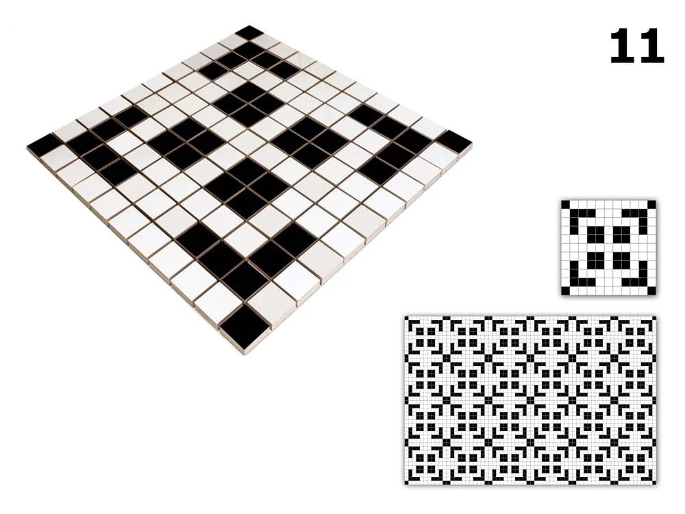 Mosaico ceramica su rete per bagno o cucina 30 cm x 30 cm - Geometric 11 White ónix | Previene Algas |