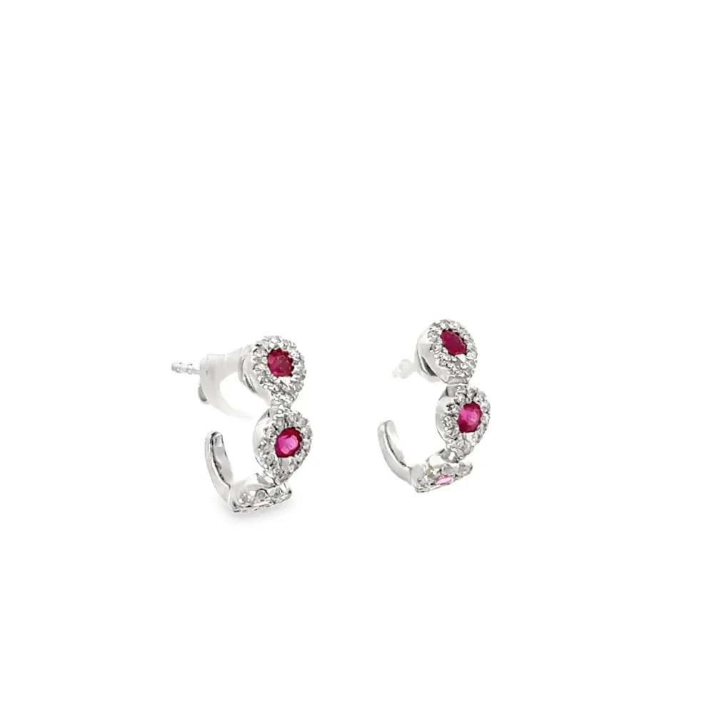 D0.19CT 14KW STATION TRHEE AND RUBY JACK EARRINGS RU0.48CT con Pantalla Digital