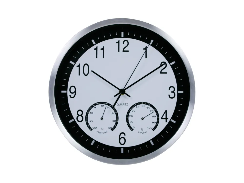 Estación Meteorológica Inalámbrica - WSA04 Purline | Forma de Reloj Analógico | Blanco y Negro| Indicador de Temperatura y...